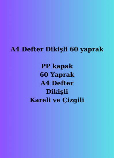 60 Yaprak Dikişli Kareli Çizgili Defter Fiyatı