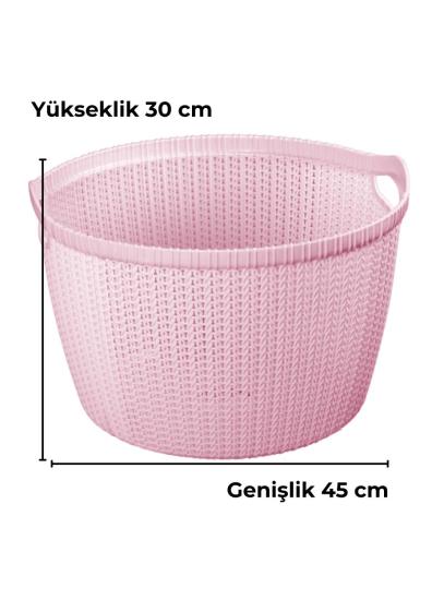 Yuvarlak Plastik Örgü Desen Çamaşır Sepeti 36Litre